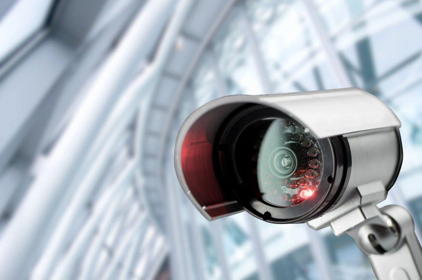 CCTV security camera on office building